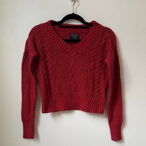 Abercrombie & Fitch Cable knit V neck Red Sweater